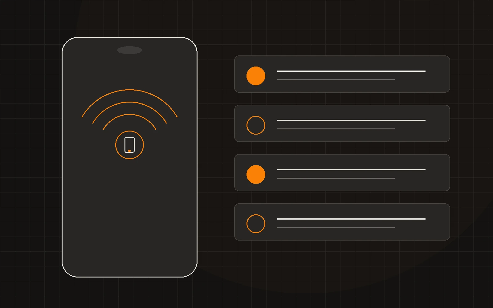 Schematic of a live call: TALON on the line with four outcome cards beside the handset.