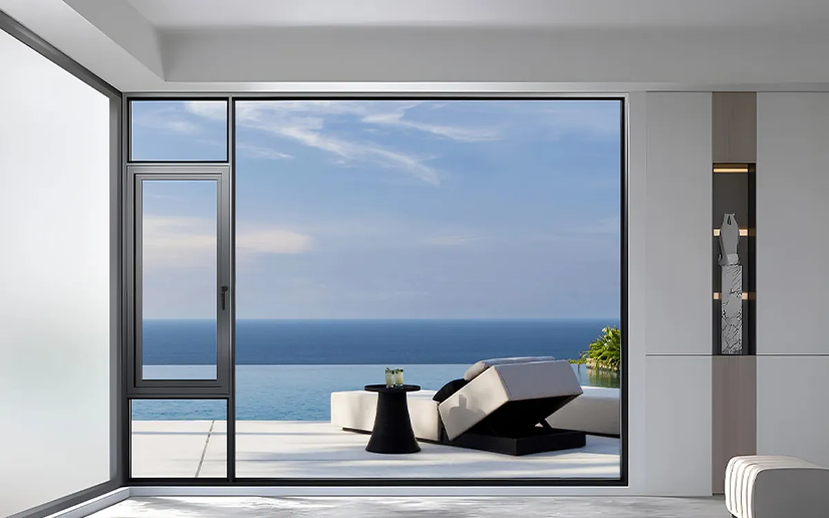 Full-height glazing with integrated switchable glass